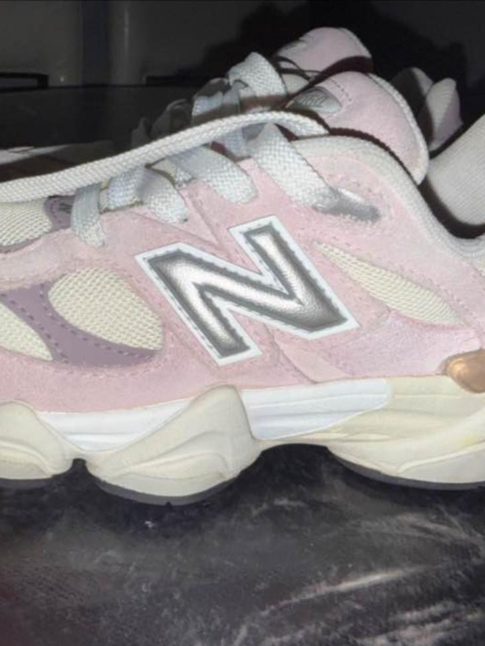 New Balance Women's Pink & Cream Suede Mesh Sneakers